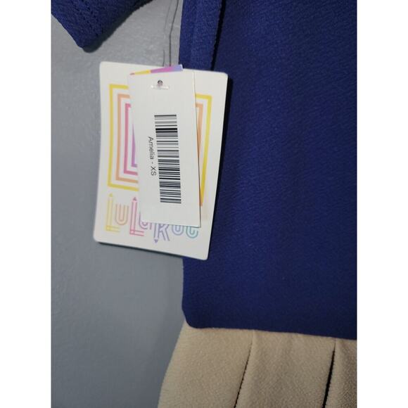 LulaRoe Amelia Womens XS Fit Flare Back Zip Colorblock Short Sleeve Knee Dress - Picture 15 of 15